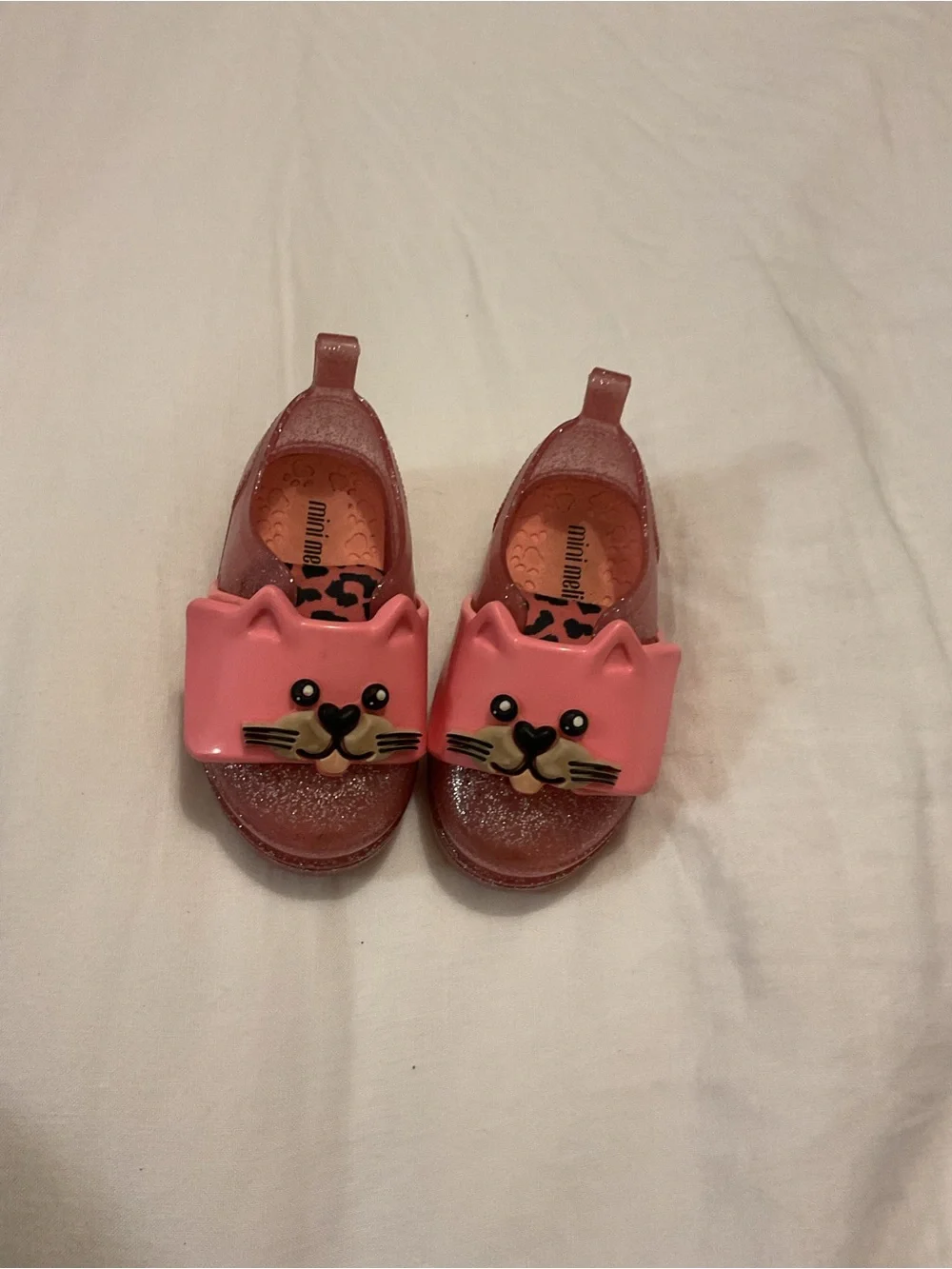 Mini Melissa Pink Glitter Cat Jelly Sandals